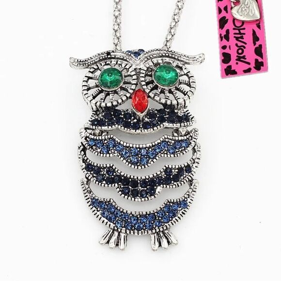 Crystal Cute Owl Pendant Necklace/Brooch Pin NWOT - Picture 1 of 4